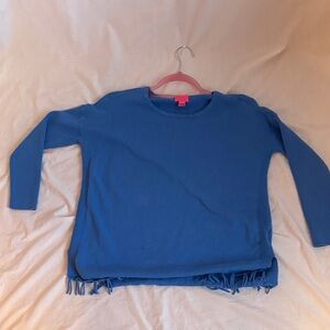 Lilly Pulitzer blue ramona fringe sweater